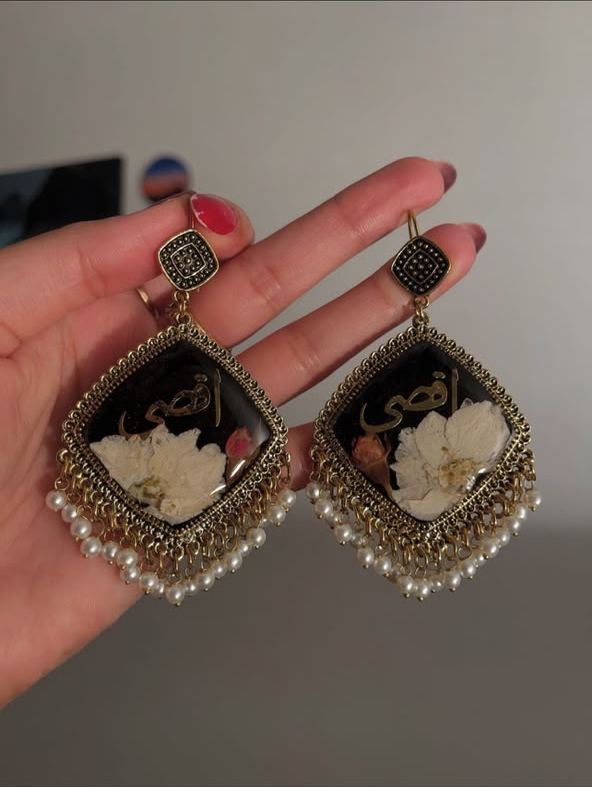 Ivory Bloom Black Diamond Jhumkay