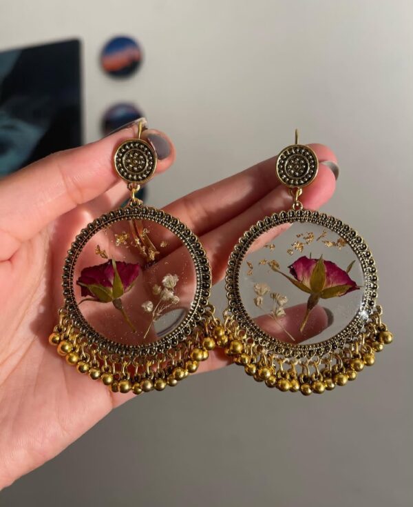 Clear Rosebud Gold Jhumkay