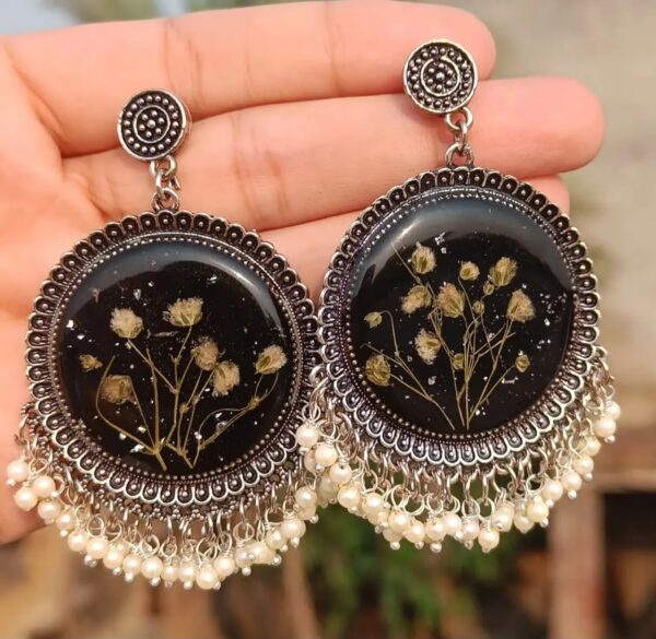 Gypsophila Black & Silver Jhumkay