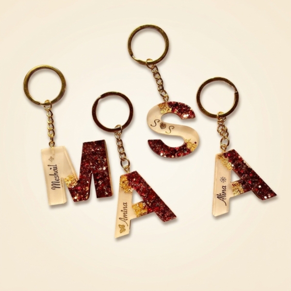 Resin Initial Letter Keychain