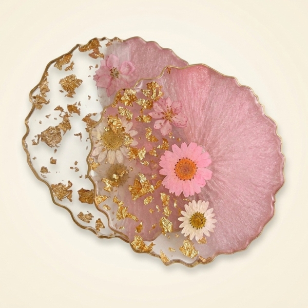 Blush Pink Floral Coasters – Set of 2