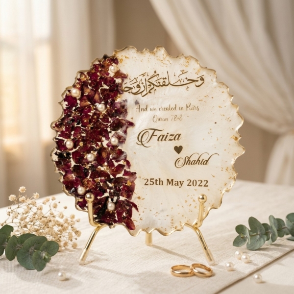 Rose Petal Nikkah Plate with Stand